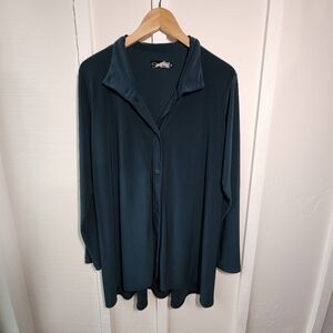 SYMPLI Canada Navy Button Front Long Sleeve Top Size 14